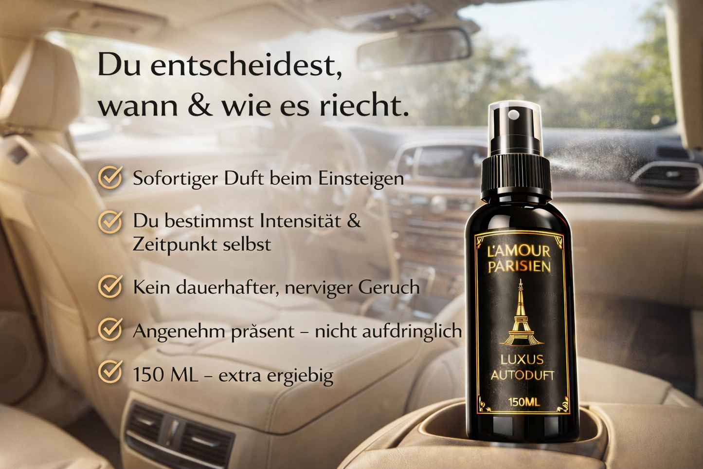 Langanhaltender Autoduft als 150 ml Spray für das Auto